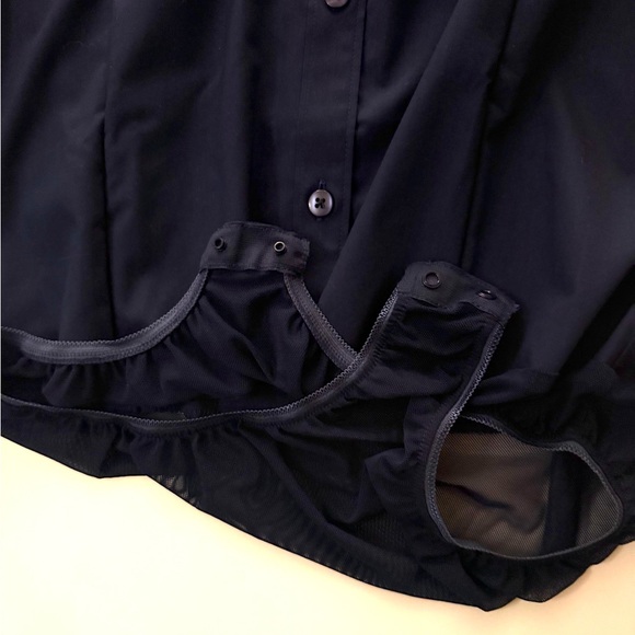 NWT Button Down Long Sleeve Bodysuit Navy Blue Size S - Picture 5 of 13